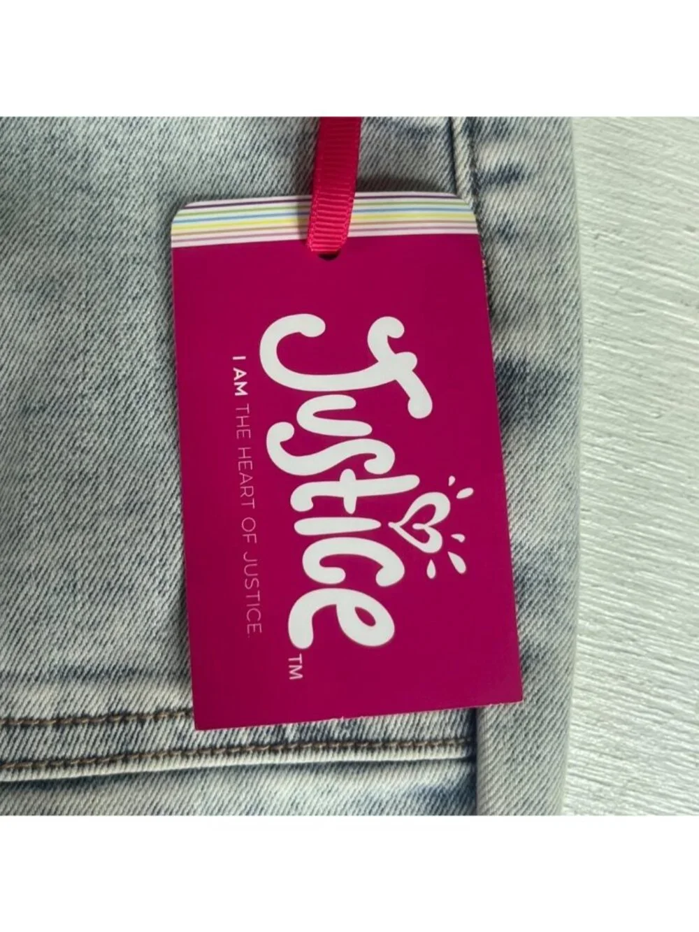 Justice Girls Light Wash Denim Cargo Flare Jeans Size 10 New Pockets